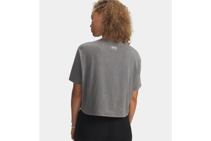 Under Armour Rival Boxy Wash Γυναικεία Cropped Κοντομάνικη Μπλούζα