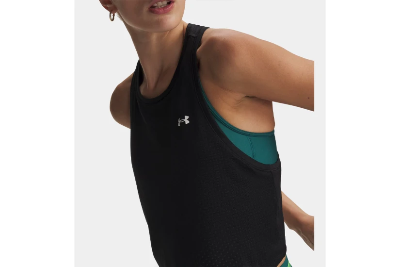 Under Armour Tech Sport Mesh Γυναικεία Αμάνικη Crop Μπλούζα Μαύρη