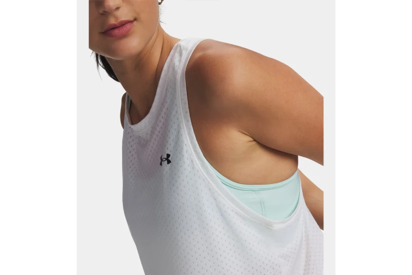 Under Armour Tech Sport Mesh Γυναικεία Αμάνικη Crop Μπλούζα Λευκή