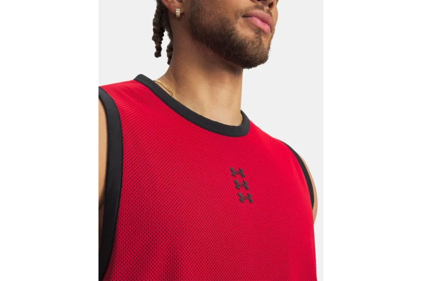 Under Armour Hoops 695 Ανδρική Αμάνικη Μπλούζα Κόκκινη, Μαύρη