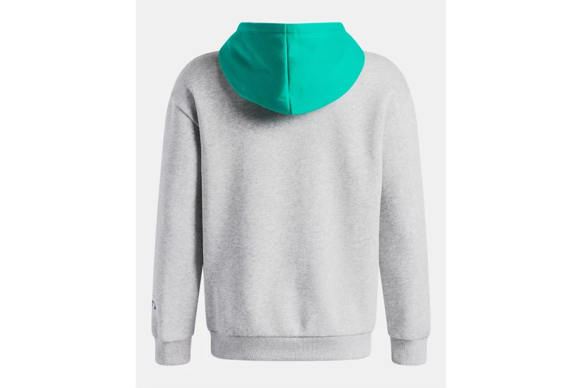 Under Armour Rival Fleece Graphics Παιδικό Φούτερ με Κουκούλα Γκρι, Πράσινο, Λευκό, Μωβ