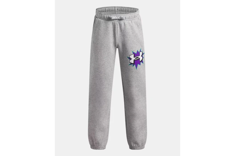 Under Armour Rival Fleece Graphics Παιδικό Παντελόνι Φόρμας Γκρι Ανοιχτό