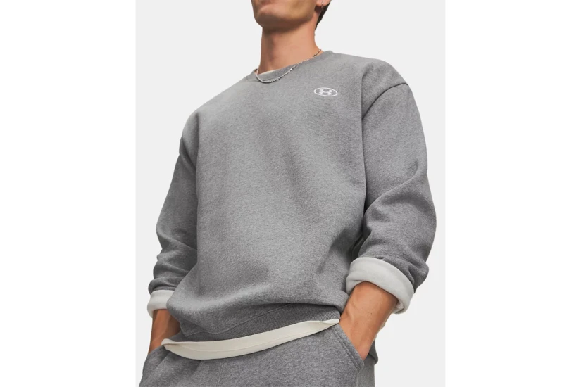 Under Armour Rival Fleece Ανδρική Μακρυμάνικη Μπλούζα με Λαιμόκοψη Γκρι