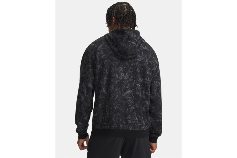 Under Armour Rival Fleece Printed Ανδρικό Φούτερ με Κουκούλα Μαύρο, Φυτρί