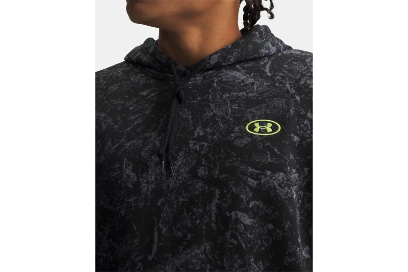 Under Armour Rival Fleece Printed Ανδρικό Φούτερ με Κουκούλα Μαύρο, Φυτρί