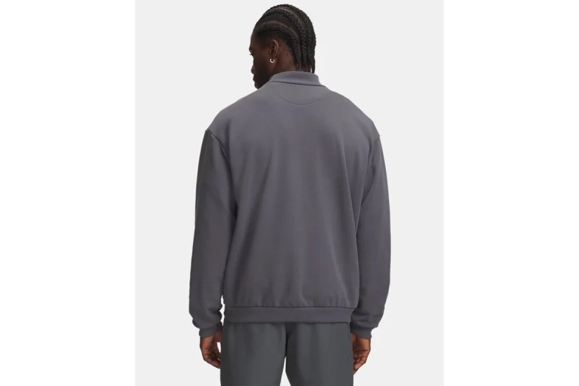 Under Armour Icon Heavyweight Terry Ανδρική Μακρυμάνικη Μπλούζα με Ψηλό Λαιμό Γκρι Σκούρο