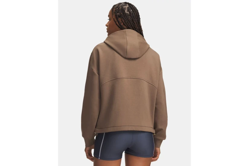 Under Armour Unstoppable Fleece Γυναικεία Πολυεστερική Ζακέτα με Κουκούλα Καφέ
