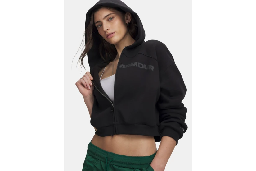 Under Armour Icon Fleece Wordmark Γυναικεία Ζακέτα Μαύρη, Γκρι