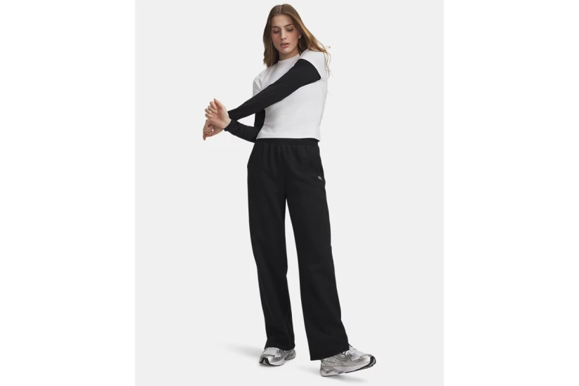 Under Armour Rival Fleece Straight Leg Γυναικείο Παντελόνι Φόρμας Μαύρο