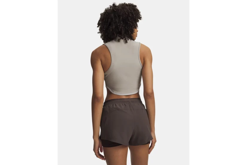 Under Armour Heatgear Γυναικείο Αμάνικο Crop Top Μπεζ