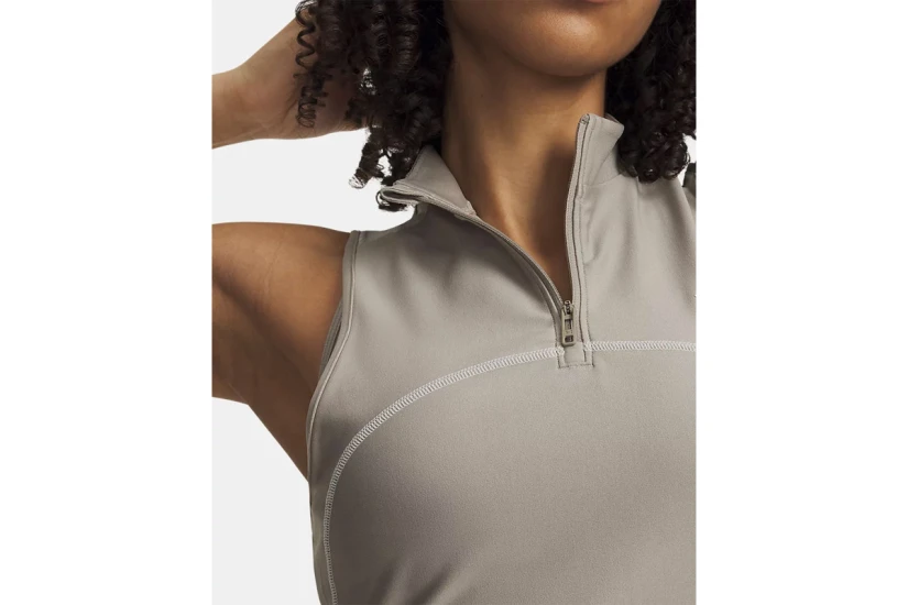 Under Armour Heatgear Γυναικείο Αμάνικο Crop Top Μπεζ