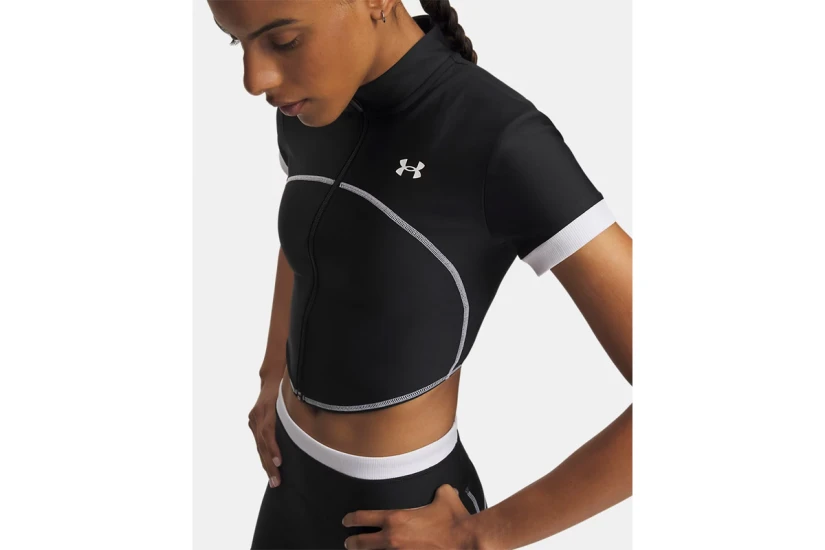 Under Armour Heatgear Γυναικεία Πολυεστερική Κοντομάνικη Ζακέτα Μαύρη, Λευκή