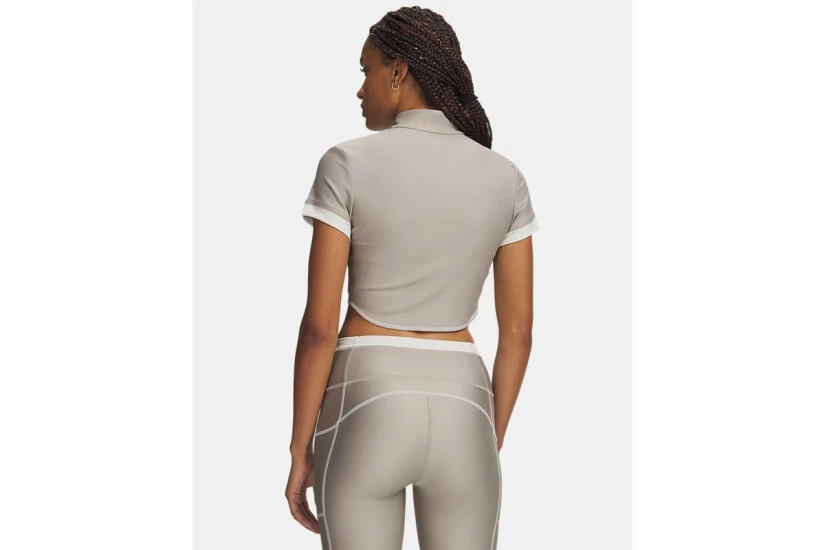 Under Armour Heatgear Γυναικεία Πολυεστερική Κοντομάνικη Ζακέτα Πουρό, Εκρού