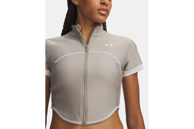 Under Armour Heatgear Γυναικεία Πολυεστερική Κοντομάνικη Ζακέτα Πουρό, Εκρού