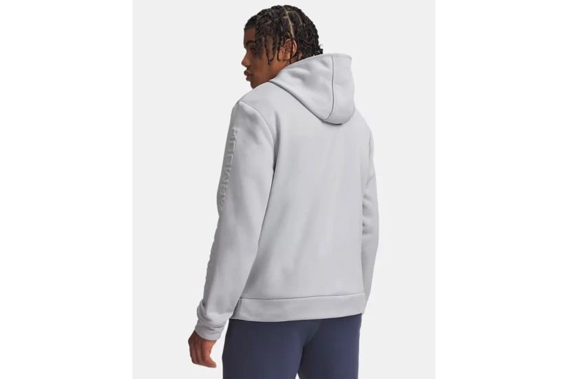 Under Armour Fleece Wordmark Emboss Ανδρικό Φούτερ με Κουκούλα Γκρι Ανοιχτό