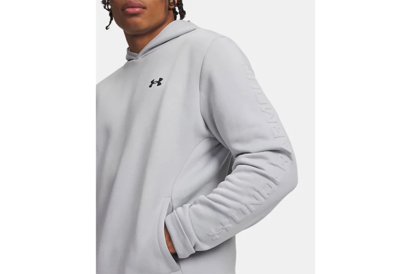 Under Armour Fleece Wordmark Emboss Ανδρικό Φούτερ με Κουκούλα Γκρι Ανοιχτό