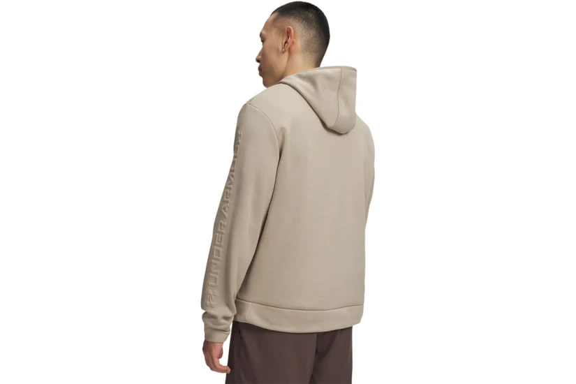 Under Armour Fleece Wordmark Emboss Ανδρικό Φούτερ με Κουκούλα Μπεζ