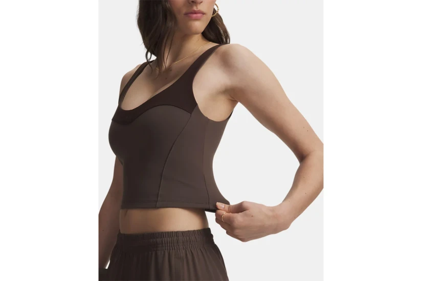 Under Armour Motion Colorblock Γυναικείο Αμάνικο Crop Top Καφέ