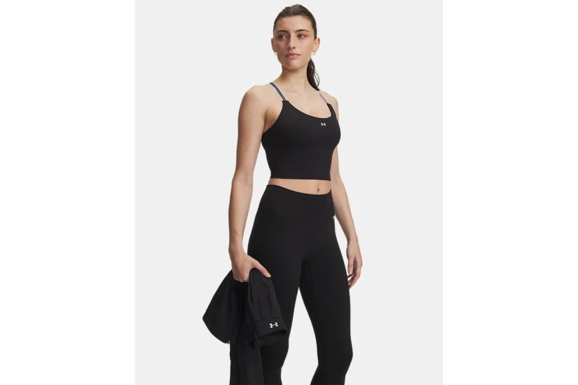 Under Armour Motion Sport Tape Γυναικείο Αμάνικο Crop Top Μαύρο, Λευκό