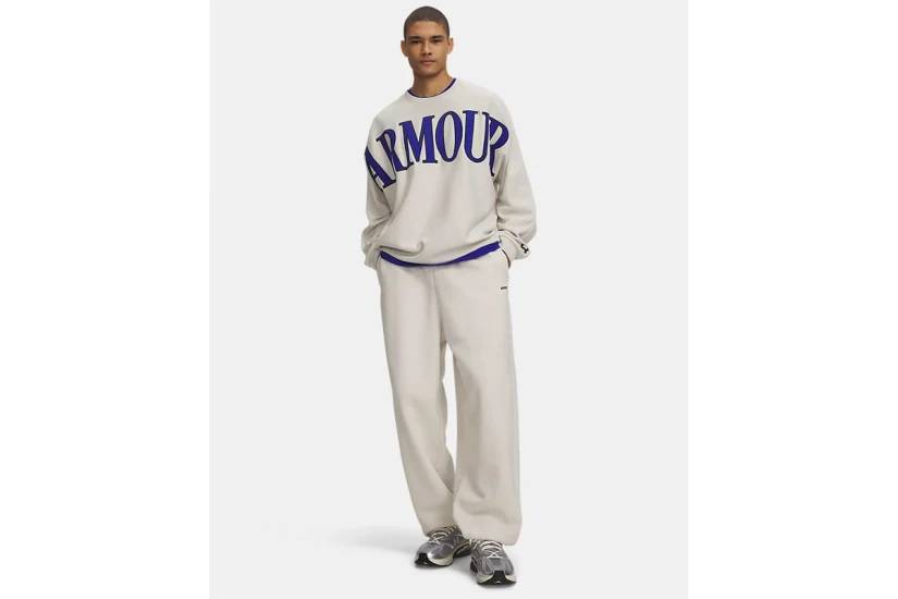 Under Armour Icon Heavyweight Fleece Washed Ανδρικό Παντελόνι Φόρμας Εκρού