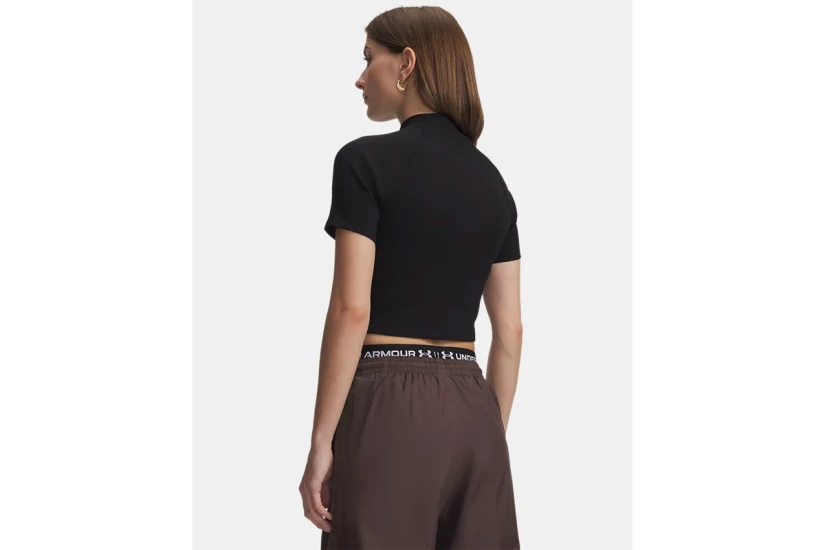 Under Armour Rib Mock Top Γυναικείο Κοντομάνικο Crop Top Μαύρο
