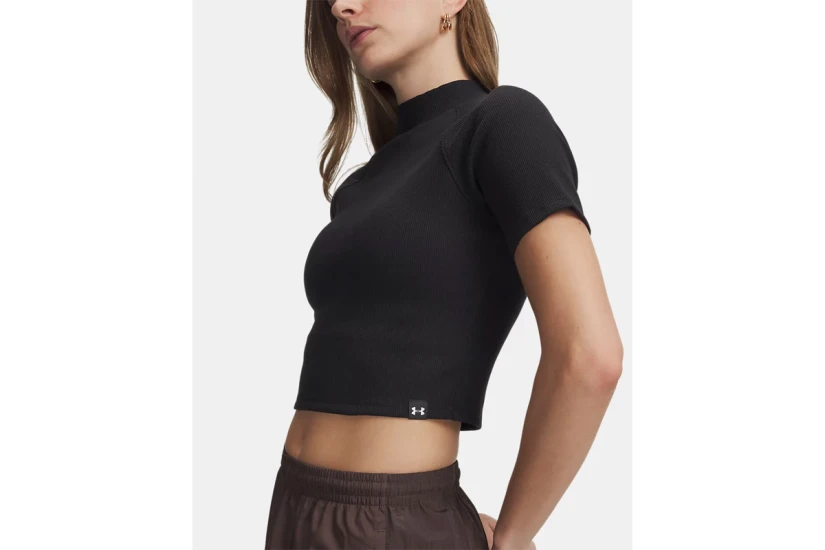 Under Armour Rib Mock Top Γυναικείο Κοντομάνικο Crop Top Μαύρο