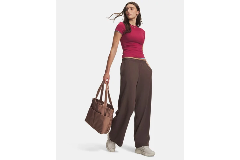 Under Armour Motion Wide Leg Γυναικείο Παντελόνι Φόρμας Καφέ