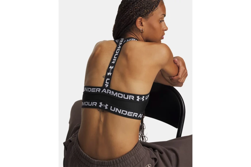 Under Armour Heatgear Mid T-Back Γυναικείο Μπουστάκι Μαύρο, Λευκό