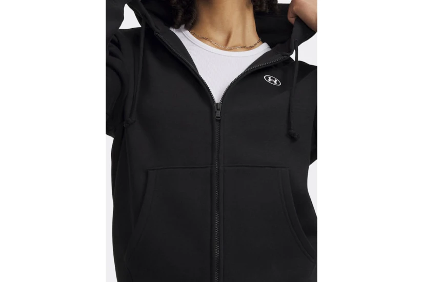 Under Armour Rival Fleece Γυναικεία Βαμβακερή Ζακέτα με Κουκούλα Μαύρη