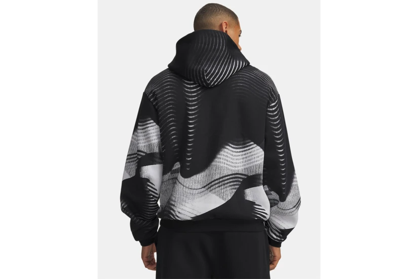 Under Armour Icon Fleece Printed Ανδρικό Φούτερ με Κουκούλα Μαύρο, Λευκό