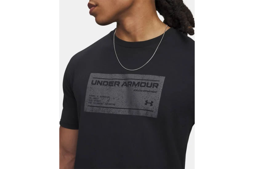 Under Armour Box Wordmark Label Ανδρικό Κοντομάνικο T-Shirt Μαύρο, Γκρι Σκούρο