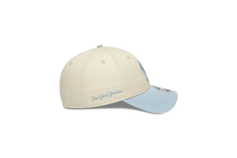 New Era New York Yankees Side Script 9Forty Καπέλο Snapback Εκρού, Σιέλ