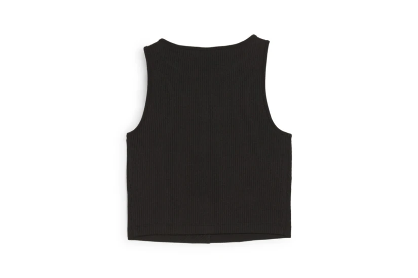 Puma Classics Ribbed Crop Top Γυναικεία Αμάνικη Μπλούζα Μαύρη