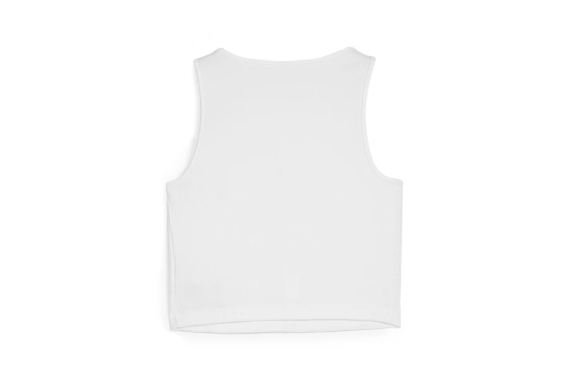 Puma Classics Ribbed Crop Top Γυναικεία Αμάνικη Μπλούζα Λευκή