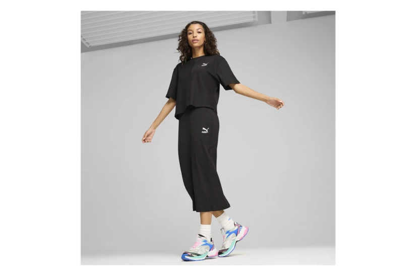 Puma Classics Ribbed Γυναικείο Κοντομάνικο T-shirt Μαύρο