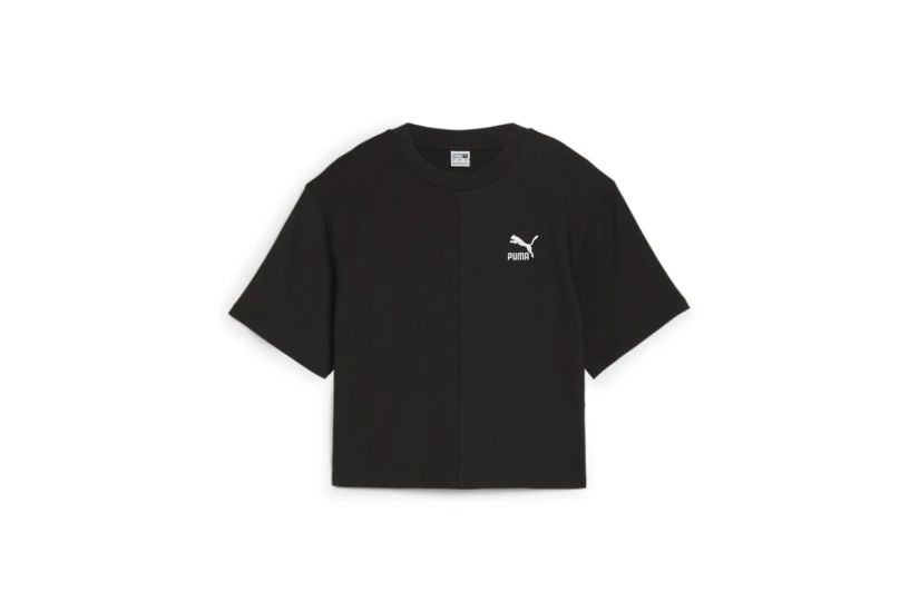 Puma Classics Ribbed Γυναικείο Κοντομάνικο T-shirt Μαύρο