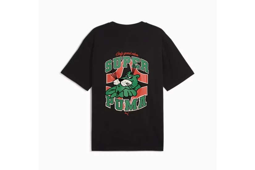Puma Graphics Super Puma Ανδρικό Κοντομάνικο T-Shirt Μαύρο