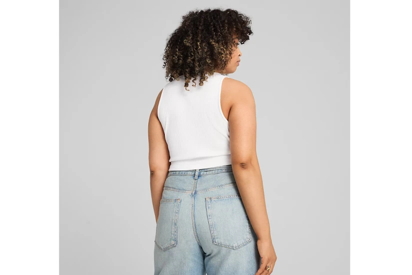 Puma Wardrobe Essentials Γυναικείο Αμάνικο Crop Top Λευκό