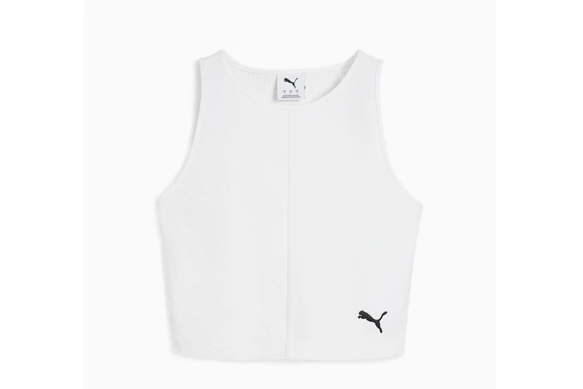Puma Wardrobe Essentials Γυναικείο Αμάνικο Crop Top Λευκό