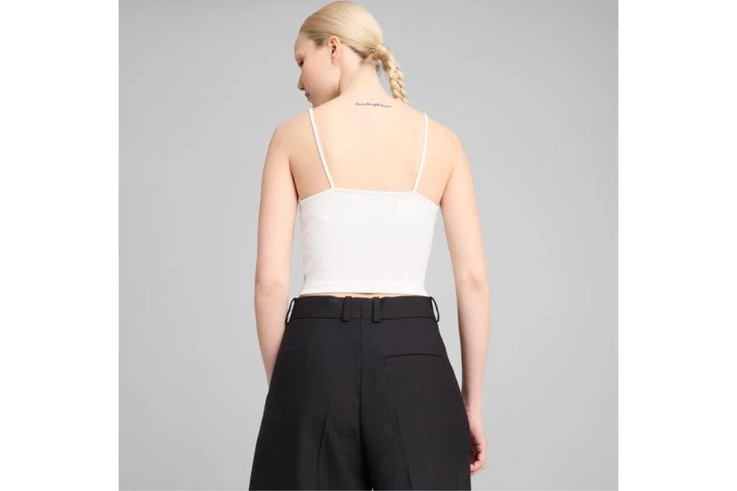 Puma Wardrobe Essentials Γυναικείο Αμάνικο Crop Top Λευκό