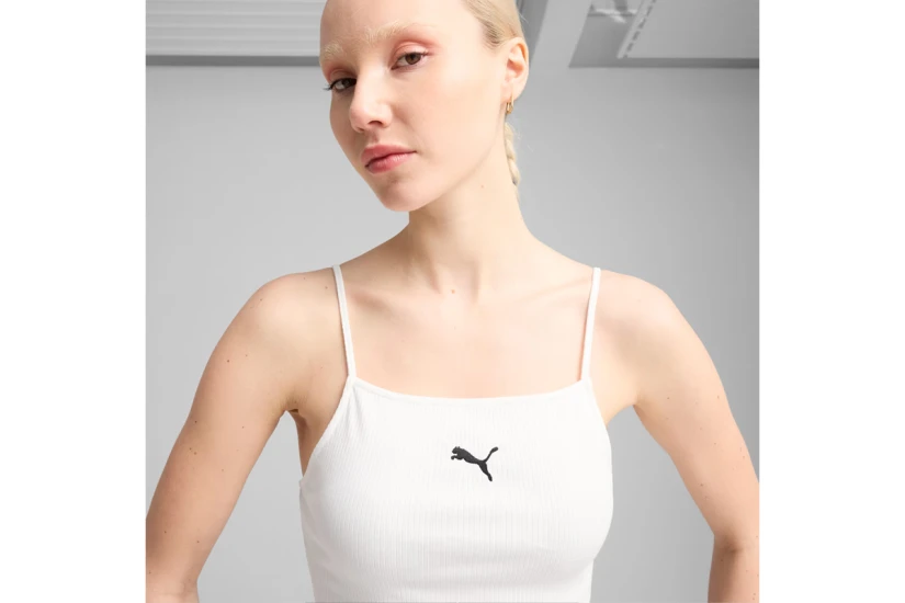 Puma Wardrobe Essentials Γυναικείο Αμάνικο Crop Top Λευκό