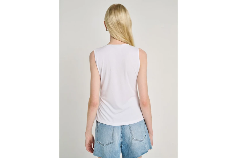 Staff Pansy Γυναικείο Αμάνικο T-Shirt Λευκό, Ασημί