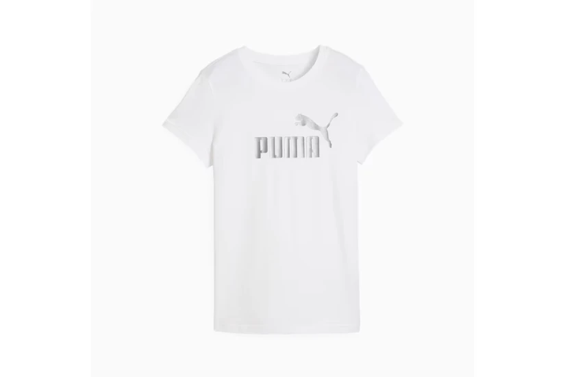 Puma Ess Metallic No. 1 Logo Γυναικεία Κοντομάνικη Μπλούζα Λευκή