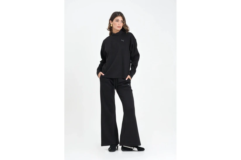 Puma Her Comfort High-Waist Straight Γυναικείο Παντελόνι Φόρμας Μαύρο