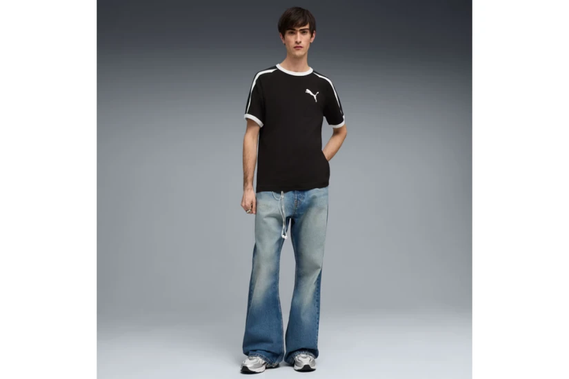 Puma T7 Big Cat Ringer Ανδρικό Κοντομάνικο T-Shirt Μαύρο, Λευκό