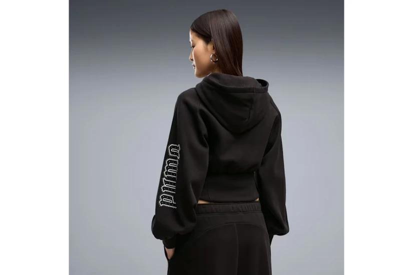 Puma Street Glam Bedazzled Γυναικεία Βαμβακερή Ζακέτα Μαύρη