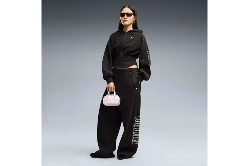 Puma Street Glam Slouchy Bedazzled Oversized Γυναικείο Παντελόνι Φόρμας Μαύρο