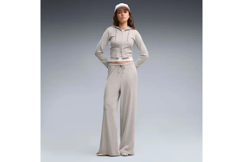 Puma Essentials Wide Leg Ribbed Παντελόνι Φόρμας Γυναικεία (636667 81)