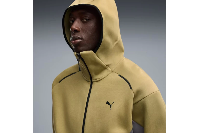 Puma Tech Relaxed Ανδρική Βαμβακερή Ζακέτα με Κουκούλα Λαδί, Γκρι Σκούρο