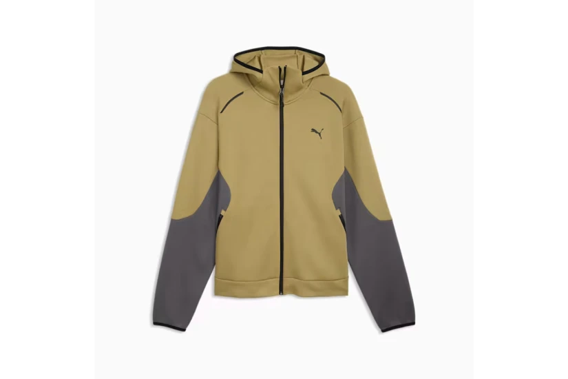 Puma Tech Relaxed Ανδρική Βαμβακερή Ζακέτα με Κουκούλα Λαδί, Γκρι Σκούρο